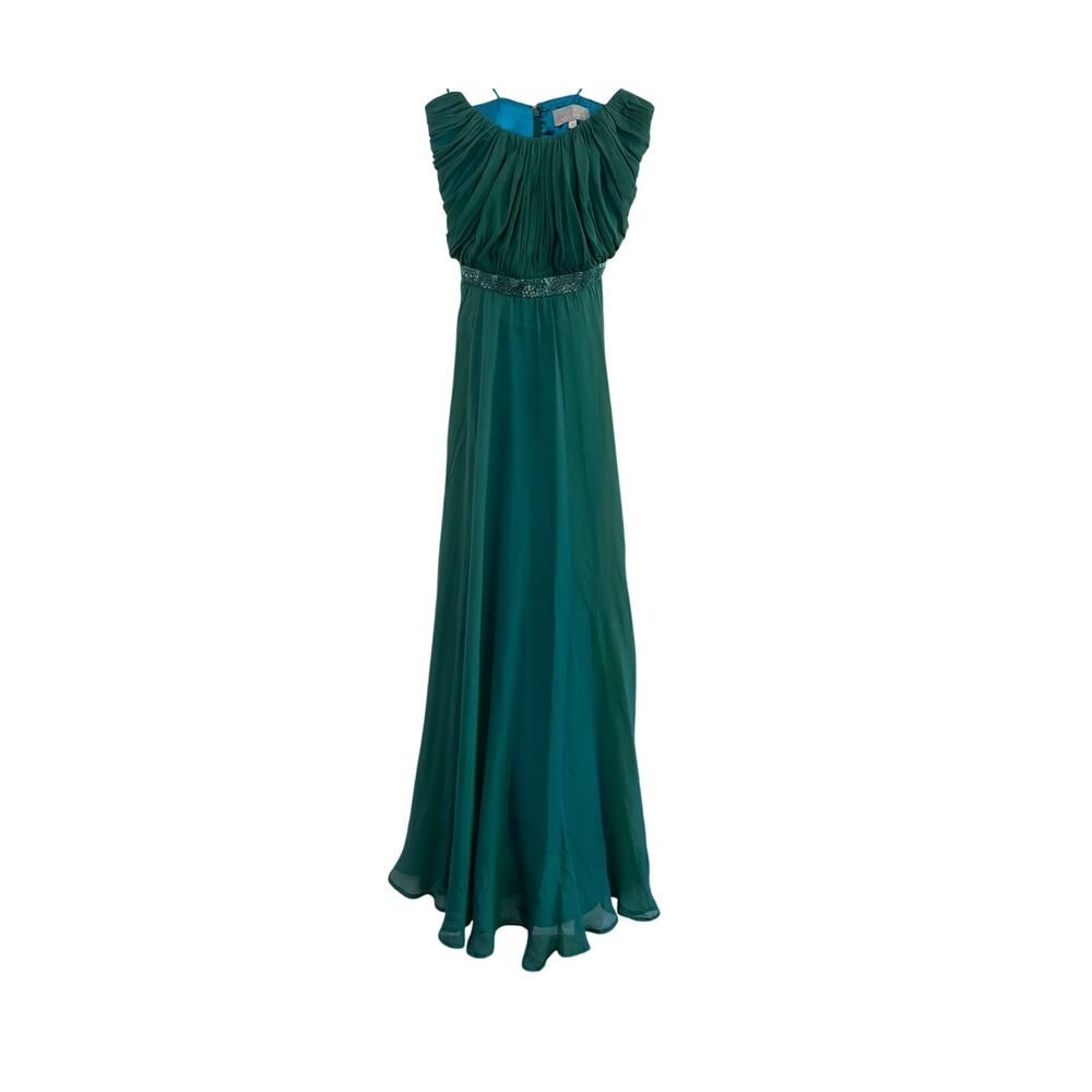Badgley Mischka Strapless Maxi Dress Size 2 Teal Formal Event Prom Y2K Gala - Picture 1 of 16